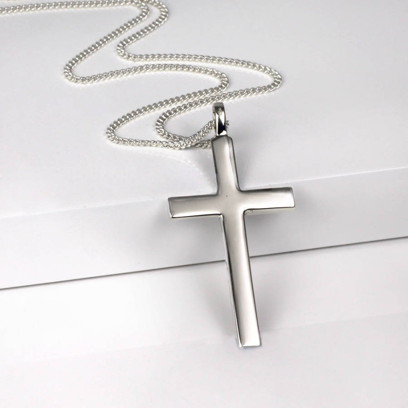 Big solid silver cross pendant
