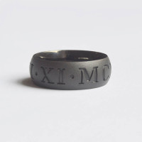 Black Rhodium Silver Roman Numeral Ring