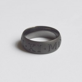 Black Rhodium Silver Roman Numeral Ring