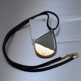 Carbon Fibre Tear Drop Pendant Necklace