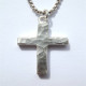 Chunky Hammered Silver Cross Necklace