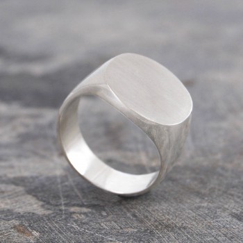 Extra Wide Mens Solid Silver/Gold Circular Signet Ring