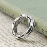 Chunky Mens Silver Oxidised Wrap Ring