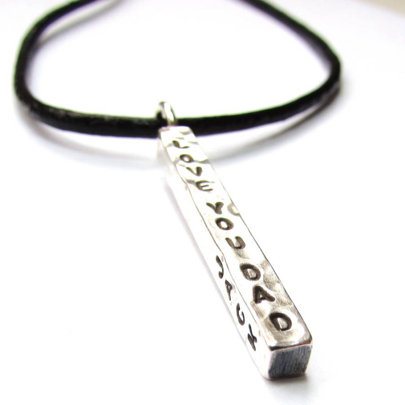 Chunky Silver Bar Necklace Detail Chunky silver bar necklace detail