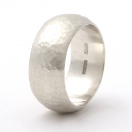 Chunky Sterling Silver Rounded Hammered Ring