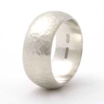 Chunky Sterling Silver Rounded Hammered Ring