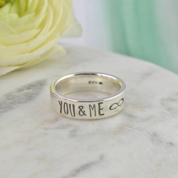 Couples Personalised Silver Band Couples Personalised Silver Band