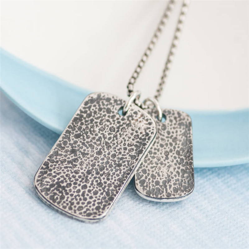 Personalised Baby Print Dog Tag Necklace Personalised baby print and birth information dog tag necklace with two pendants