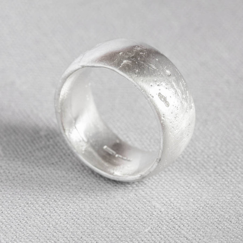 Sterling Silver Domed Sand Cast Wedding Ring Sterling Silver Domed Sand Cast Wedding Ring