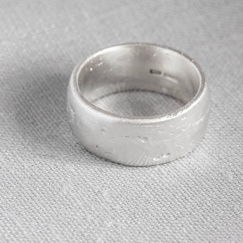 Domed Sand Cast Wedding Ring Detail Domed sand cast wedding ring detail