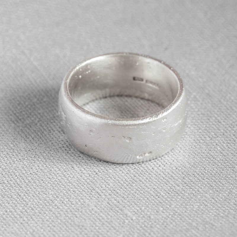 Sterling Silver Domed Sand Cast Wedding Ring