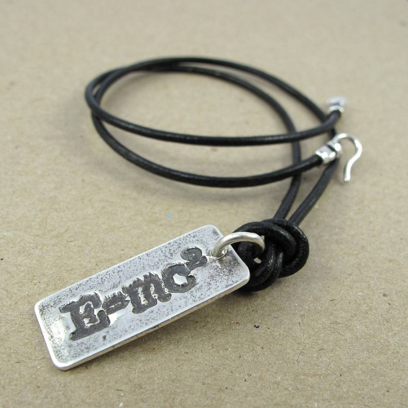 E=Mc² Silver Pendant Necklace Detail E=Mc² Silver Pendant Necklace detail image