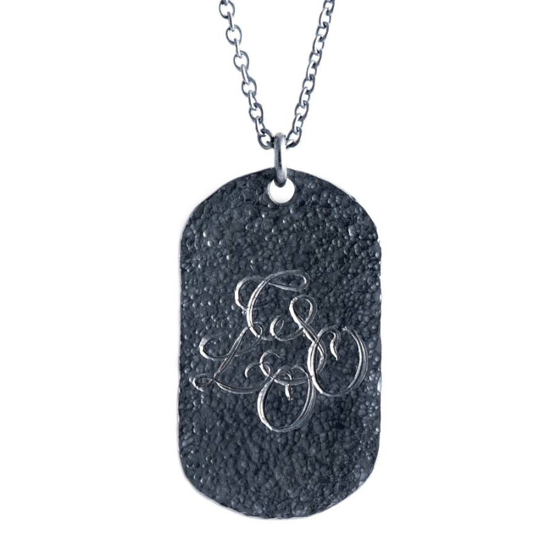 Personalised Oxydised Military Tag Necklace Personalised oxydised military tag necklace