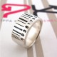 Extra Wide Silver Barcode Ring