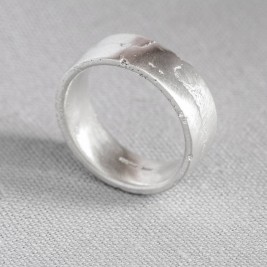 Sterling Silver Flat Sand Cast Wedding Ring