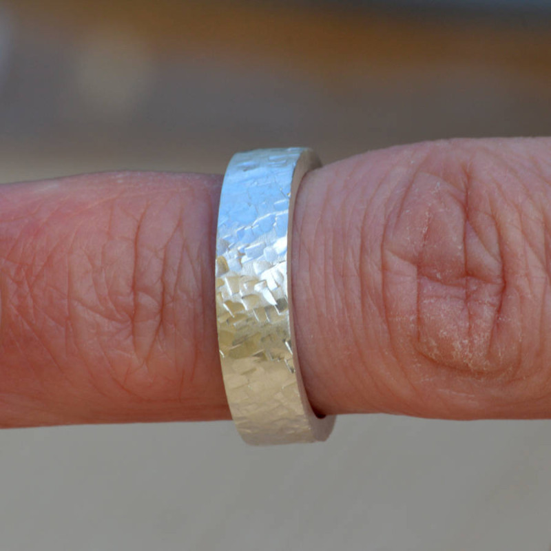 Personalised Textured Wedding Band Personalised textured sterling silver wedding band