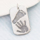 Footprint Handprint Personalised Mens Dog Tag Necklace - Two Pendants