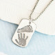 Footprint Handprint Personalised Mens Dog Tag Necklace - Two Pendants