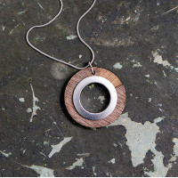 Frank Circle Stainless Steel And Wood Pendant