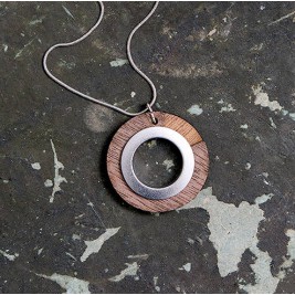 Frank Circle Stainless Steel And Wood Pendant