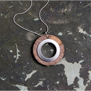 Frank Circle Stainless Steel And Wood Pendant