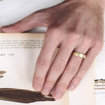 Gents Brushed Pillow Wedding Ring In 18ct Gold Gents Brushed Pillow Wedding Ring In 18ct Gold