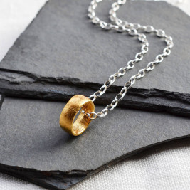 Gold Plated Meteorite Ring Necklace