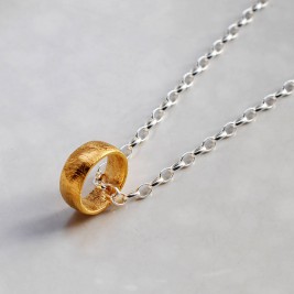 Gold Plated Meteorite Ring Necklace