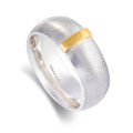 Linear Ring Linear Ring with a wide silver band and raised gold detail