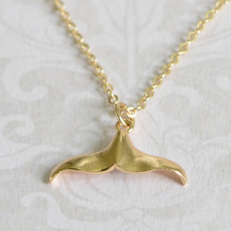 Gold Whale Tail Pendant Necklace