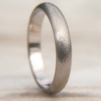 Hammered Wedding Ring In 18ct White Gold