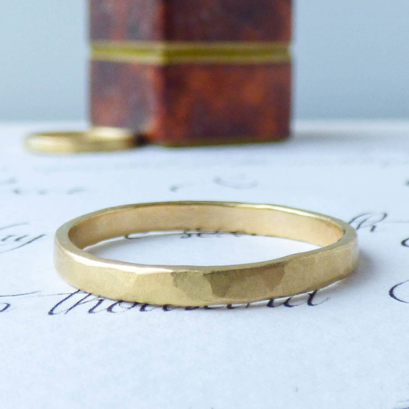 Arturo hammered wedding ring for men in Fairtrade gold