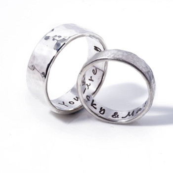 Hammered Personalised Silver Ring Hammered Personalised Silver Ring