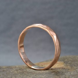 Handmade 18ct Rose Gold Hammered Wedding Ring