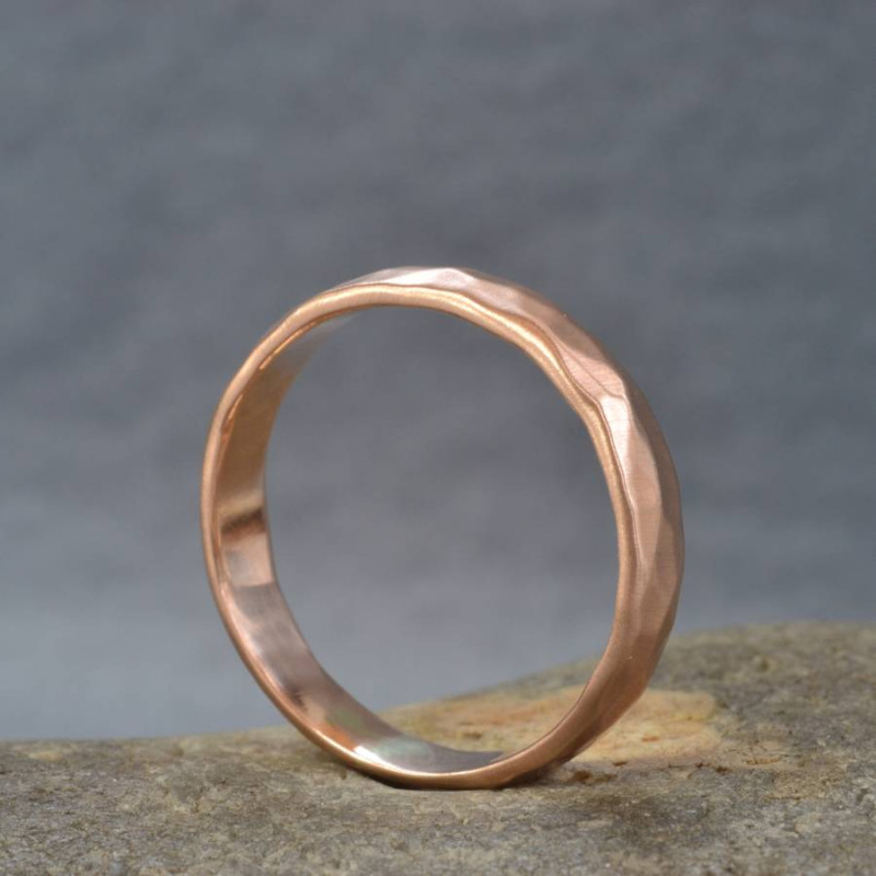 Handmade 18ct Rose Gold Hammered Wedding Ring Handmade hammered wedding ring product image