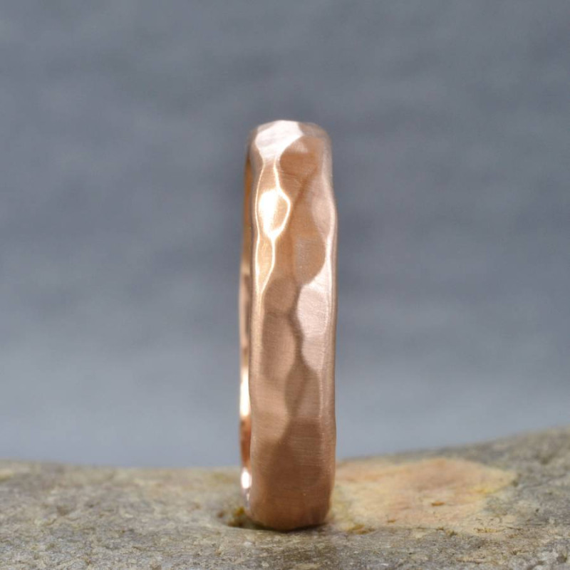 Handmade 18ct Rose Gold Hammered Wedding Ring Handmade hammered wedding ring product image
