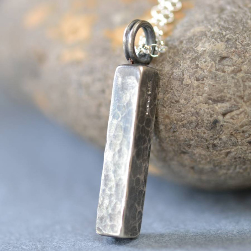 Handmade Blacksmith's Hammered Block Necklace Handmade Blacksmith's hammered block necklace in sterling silver