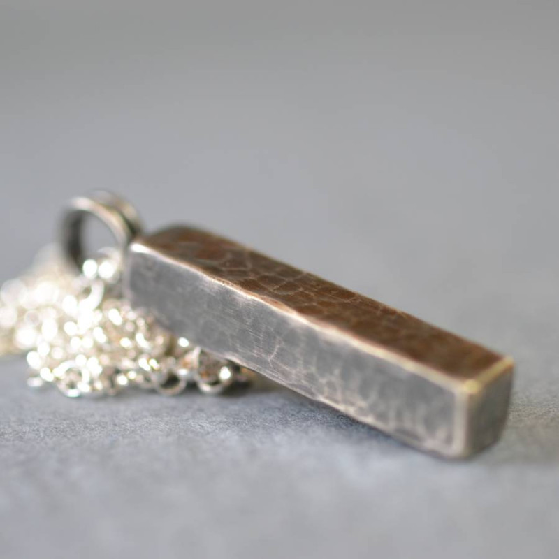 Handmade Blacksmith's Hammered Block Necklace Handmade Blacksmith's hammered block necklace in sterling silver