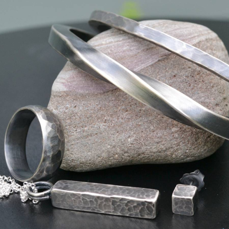 Handmade Blacksmith's Hammered Block Necklace Handmade Blacksmith's hammered block necklace in sterling silver