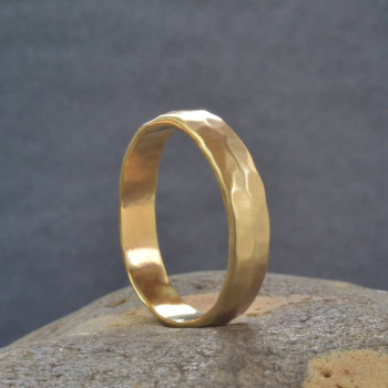 18ct  Gold Handmade Hammered Wedding Ring