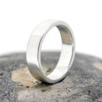 Handmade Satin Silver Rectangular Wedding Ring