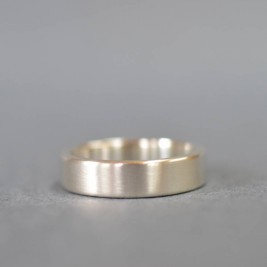 Handmade Satin Silver Rectangular Wedding Ring