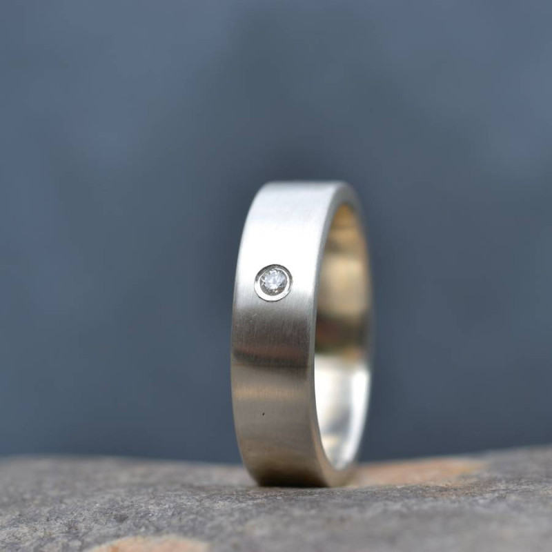Handmade men's engagement ring with diamond
