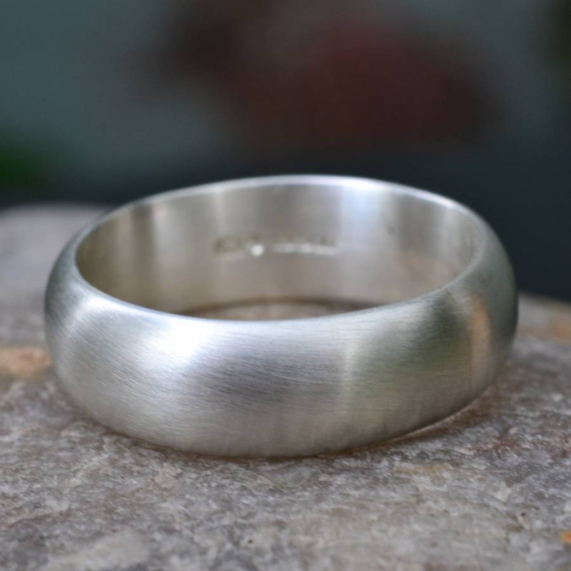 Handmade silver satin finish wedding ring