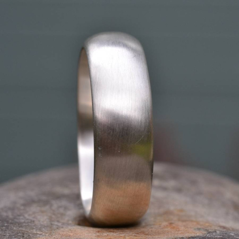 Handmade silver satin finish wedding ring product view
