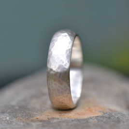 Handmade Silver Wedding Ring Lightly Hammered Finish