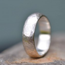 Handmade Silver Wedding Ring Lightly Hammered Finish