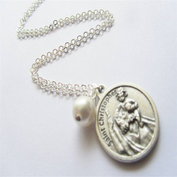 Large St Christopher Charm Necklace