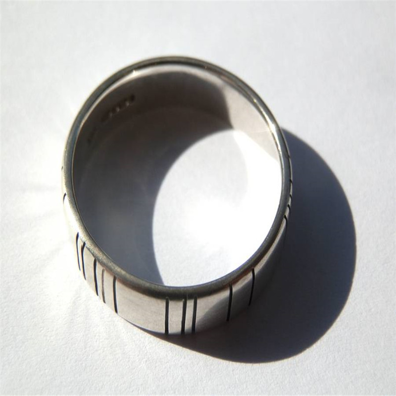 Men's Silver Barcode Oxidized Ring Men's silver barcode oxidized ring product view