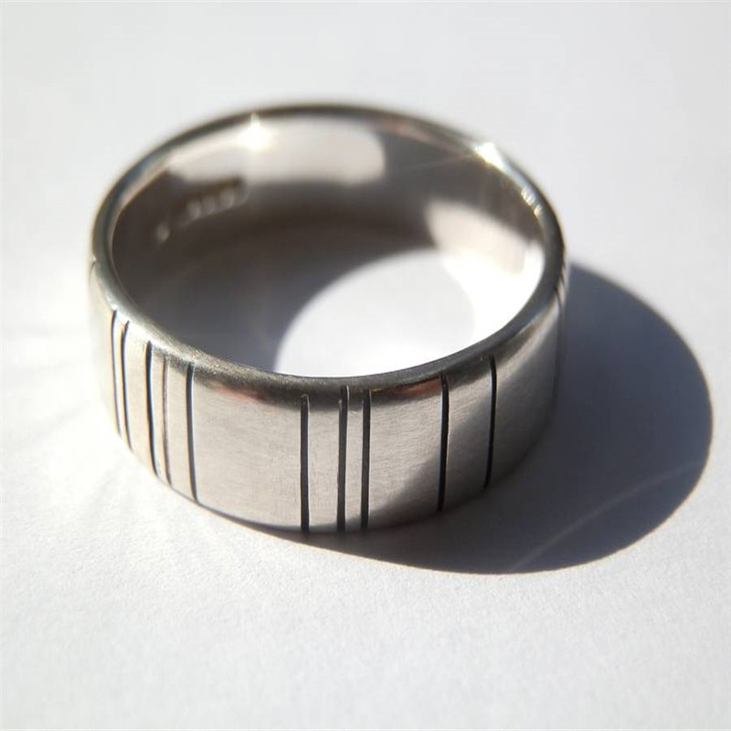 Men's Silver Barcode Oxidized Ring Men's silver barcode oxidized ring product view